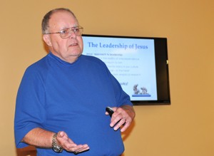 Owen Phelps conducted a retreat on servant leadership for Diocese of Superior staff June 24 in Lake Nebagamon. Phelps is an author and speaker who teaches leadership skills. (Catholic Herald photo by Anita Draper)